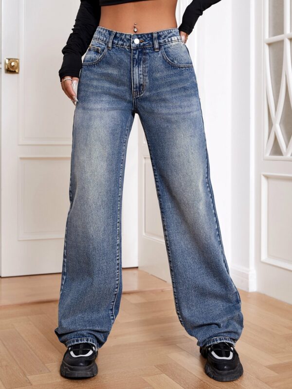 EZwear Slant Pocket Wide Leg Jeans Baggy Jeans B4