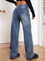 EZwear Slant Pocket Wide Leg Jeans Baggy Jeans B4