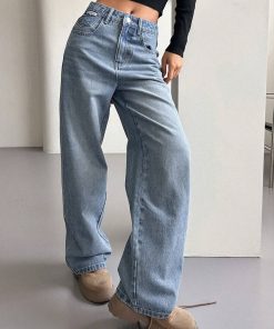 Slant Pocket Wide Leg Jeans B5